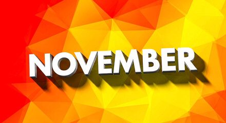 A striking geometric design featuring a bold 'November' text, perfect for autumn-themed graphics and calendars.