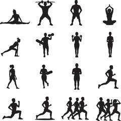 Silhouette Activity Fitness Exercise Yoga Workout Stretching Run Aerobics Pilates