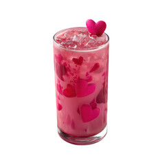Valentine's day pink drink with hearts beverage photography romantic setting close-up love concept