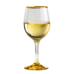 Elegant white wine glass with golden accents studio setting photography minimalist background stylish concept