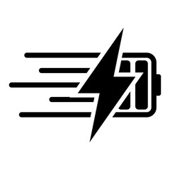A dynamic fast charging battery icon with a lightning bolt, representing quick charge and energy boost, ideal for tech-related projects, battery optimization, and mobile devices.
