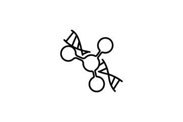 DNA Helix with Molecular Icon Vector illustration line on white background.