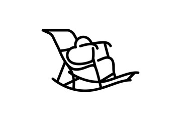 heart shaped rocking chair back view icon vector outline illustration isolated on white background. 