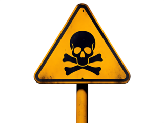 skull and crossbones danger sign isolated on white background, png, ai generated