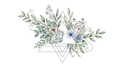 Delicate watercolor floral arrangement with pastel flowers isolated on white background, ideal for wedding stationery
