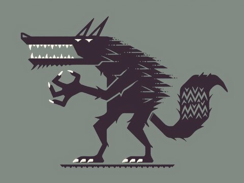 Linocut-style werewolf artwork