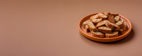 Italian cantuccini cookies with almonds, a sweet biscuit dessert. Cantuccini cookies