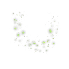 Green glowing particles PNG, abstract circular scatter, dreamy soft light dots, ethereal decorative element, futuristic digital art accent for overlays, crafts, or design projects

