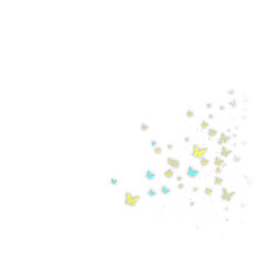 Yellow and blue butterfly PNG, glowing butterflies with sparkles, whimsical magical accent, dreamy abstract digital art, decorative element for overlays, crafts, or design

