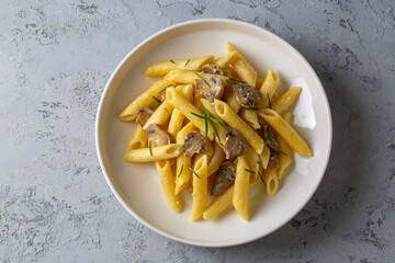 Creamy mushroom penne pasta is delicious