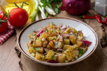 Potato salad with parsley and onion