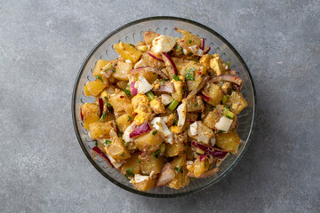 A delicious plate of egg potato salad