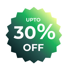30 percent off discount label with colorful gradient circle design for sale and promotion banners