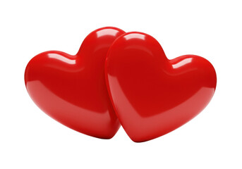 Two red hearts PNG isolated on transparent background, love and romance concept for Valentine s Day...