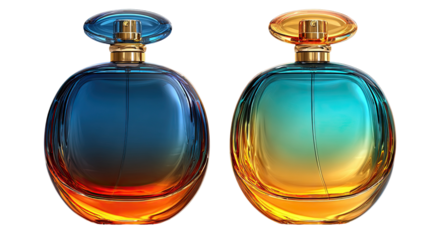 Two perfume bottles, gradient colors