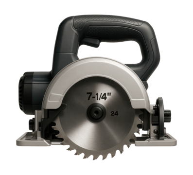 Compact miter saw featuring a 7.25-inch blade, ideal for small woodworking tasks.