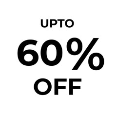 Up to 60 Off Promotional Discount Text on White Background.