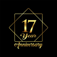 17 Year Anniversary wedding wish lettering text vector illustration.