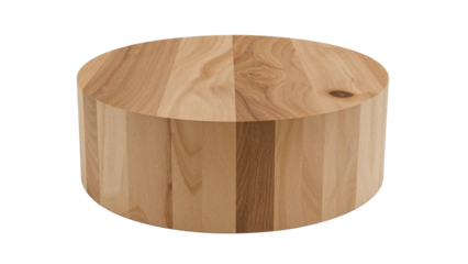 Thick round wooden butcher block for product display podium. Isolated on transparent background, png
