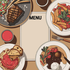 Delicious food arrangements on a menu showcasing diverse culinary offerings