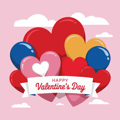 A vibrant collection of hearts and balloons for a happy valentine s day