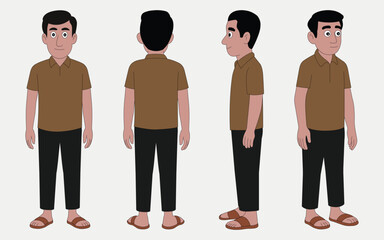 Indian young boy cartoon character design for 2d animation © Munawar Maruf