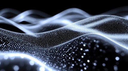 Light transmission macro fiber optic light trails flowing curved patterns luminous particles digital wave technology