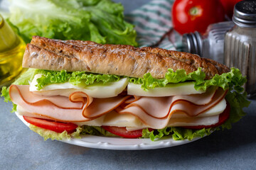 Cold sandwich with kashar cheese and smoked turkey