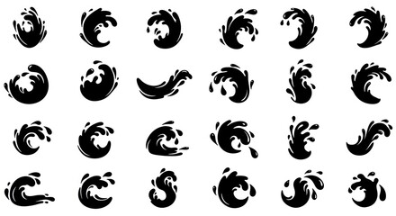 Fototapeta premium Splash Water Vector Icons Set ,Fresh Droplet Silhouette Collection for Design, Branding, and Illustration on White Background