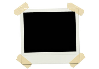 Blank instant photo frame PNG isolated on transparent background, vintage style photo card with...