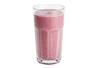 Refreshing pink smoothie in a glass isolated PNG, healthy fruit drink with berries and yogurt on transparent background