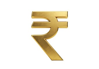 Golden Indian Rupee symbol isolated PNG, currency sign for finance, banking, and economy on transparent background