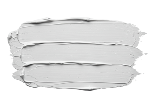 Thick white paint stroke PNG isolated on transparent background, creamy texture for design and decoration, abstract element