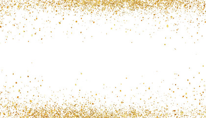 Golden glitter texture on white abstract background. White background, Shimmering gold glitter confetti scattered, Festive holiday sparkle, festive season, luxury