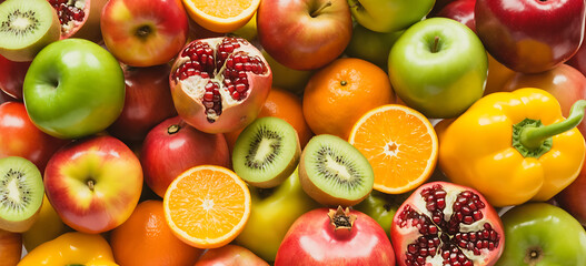 Orange and Kiwi slice with various ripe fruits for eating healthy