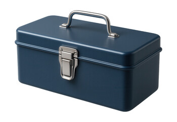 Compact metal toolbox with a single latch for essential tool storage in small spaces.