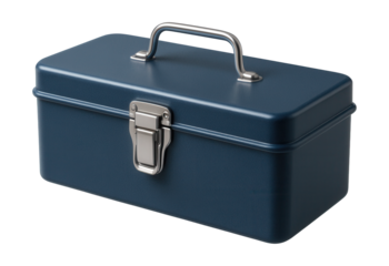 Compact metal toolbox with a single latch for essential tool storage in small spaces.