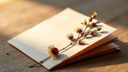 Naklejka premium Handmade paper card with dried flower