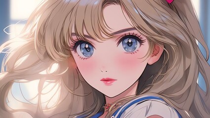 Aesthetic portrait of the lovely cartoon girl
