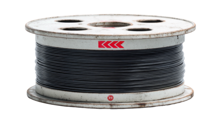 Industrial spool of black wire