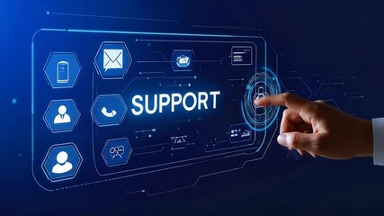 Customer Support Service Interface Technology Digital Futuristic. - Powered by Adobe