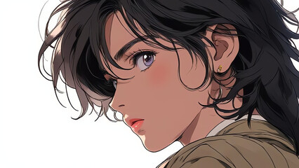 Aesthetic portrait of the lovely cartoon girl