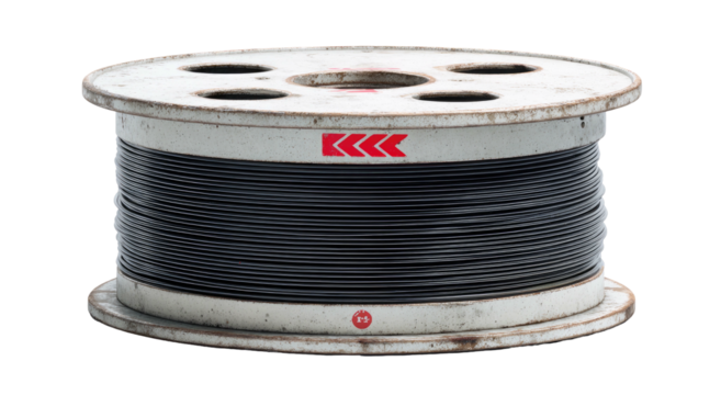 Industrial spool of black wire