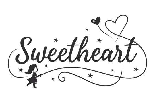 &ldquo;Sweetheart&rdquo; minimal cursive font with tiny star accents
