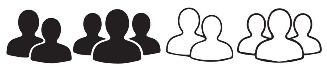 People Icon Set in Flat and Line Style Vector