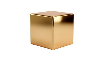 Metallic golden cube with highly polished surface for modern design concepts