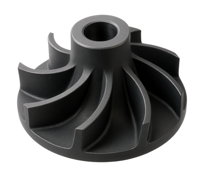 Durable plastic impeller for coolant pumps in CNC milling machines.