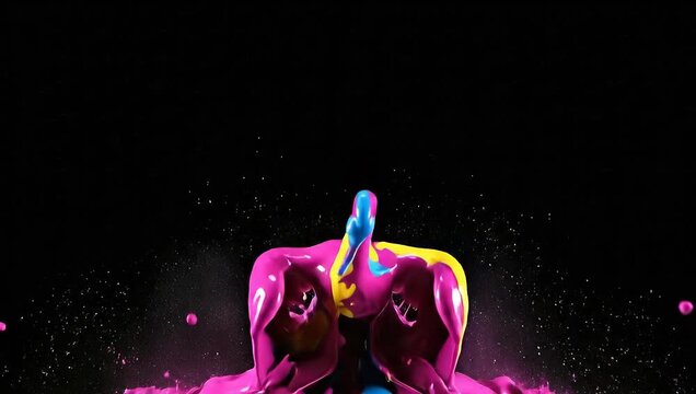 Vibrant Liquid Sculpture of a Phoenix in Mid-Flight.