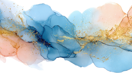 Abstract, flowing, marbled design in cool and warm tones