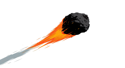 Fiery space rock hurtling through darkness